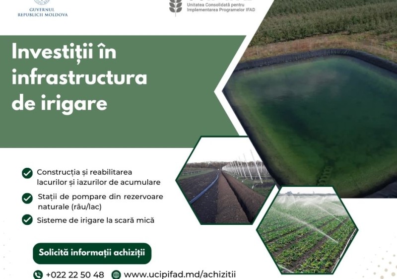MAIA și UCIP IFAD impulsionează dezvoltarea infrastructurii de irigare din Republica Moldova prin lansarea licitațiilor de construcție a sistemelor de irigare