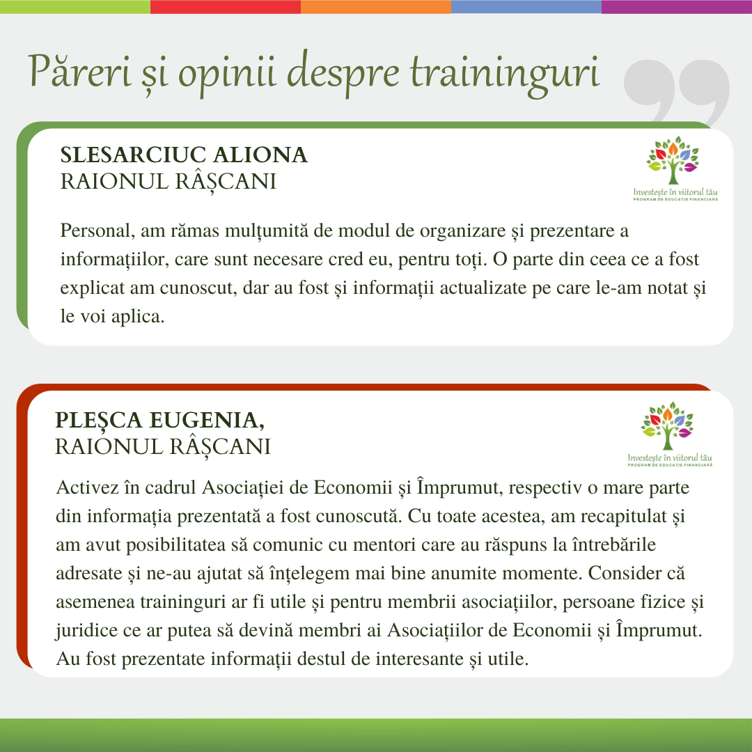 Trainingurile din cadrul programului de educație financiară “Investește în Viitorul Tău” se bucură de aprecierea participanților