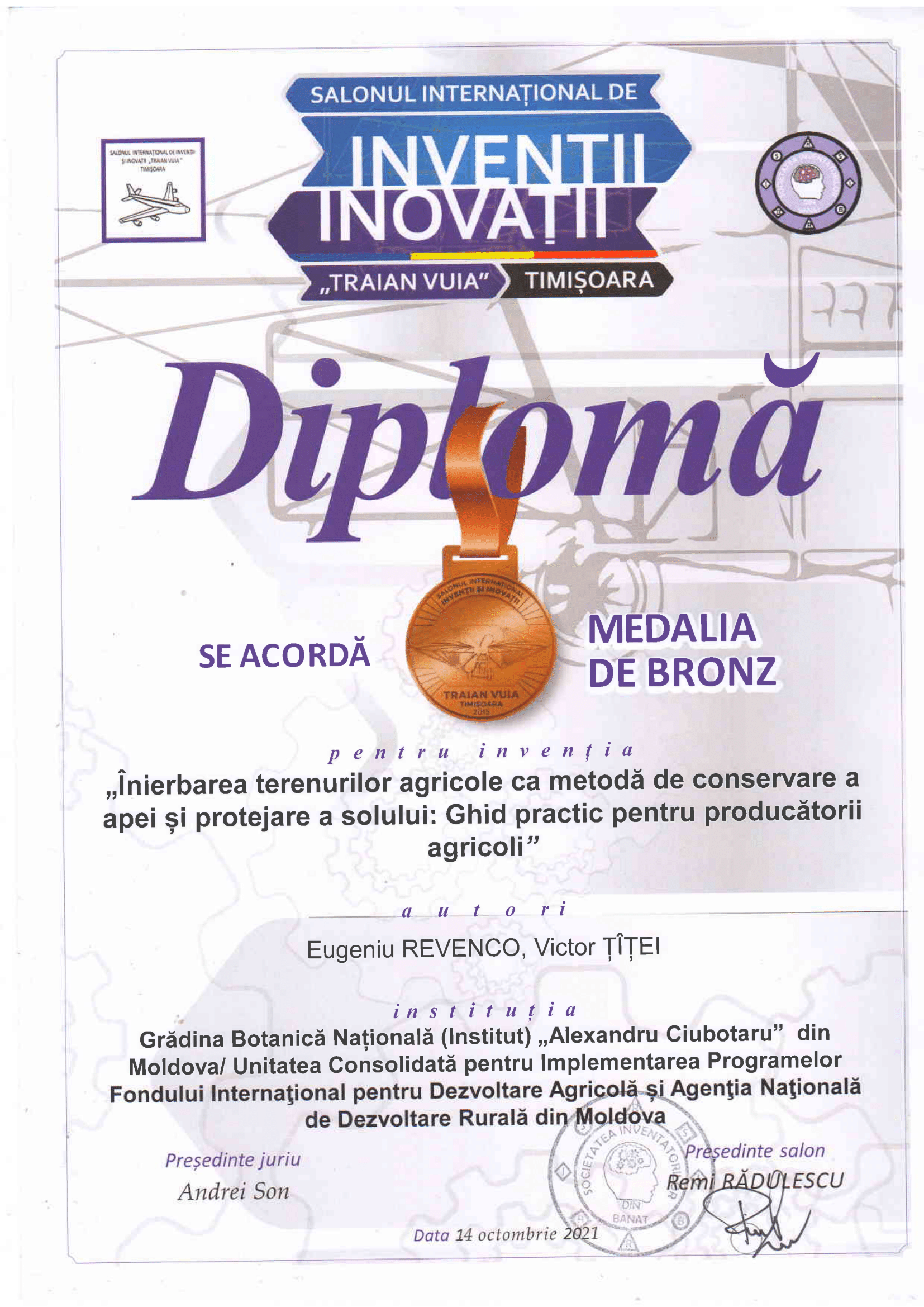 Premianții celei de-a VII-a ediții a Salonului Internațional de Invenții și Inovațiii „Traian Vuia” din Timișoara